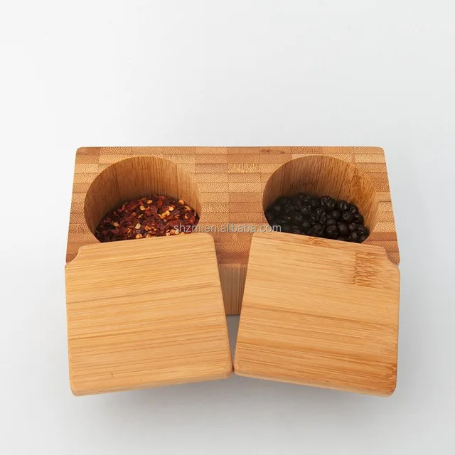 rectangle salt,rectangle 100% natural bamboo rectangle shaped salt and pepper box
