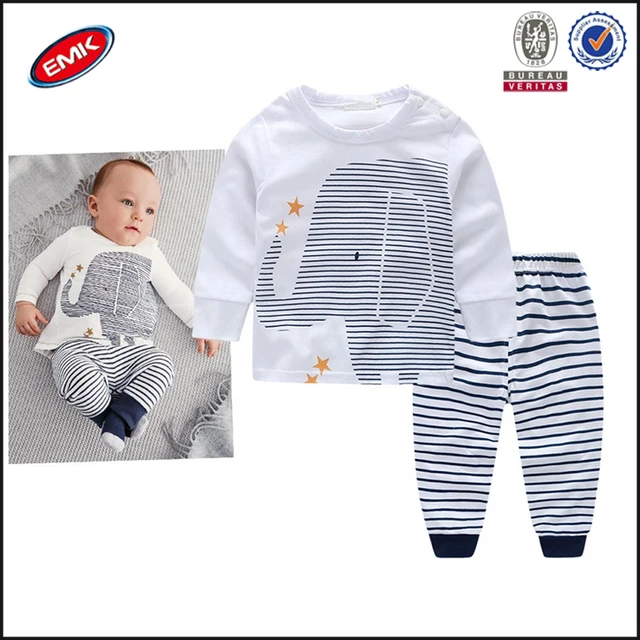 2016 hot sales new born baby clothes sets top and stripe pants