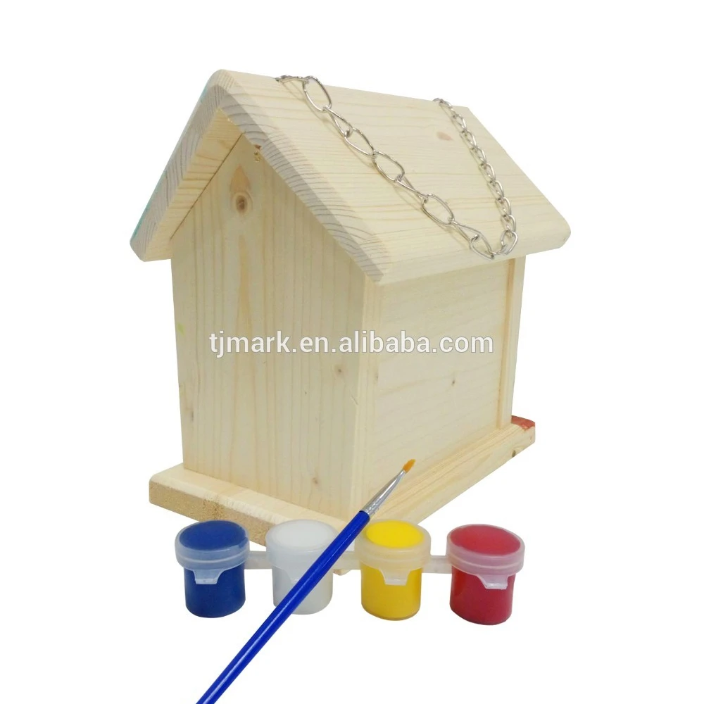 Kids Diy Paint Your Own Wooden Bird House Bird Feeder Garden