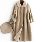 Cashmere Long Winter Coats Mink Fur Collar Wool overcoat Long Sleeve Real Fur Coat Women