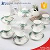Green color flower decal Tea coffee set Used Fine Bone China porcelain
