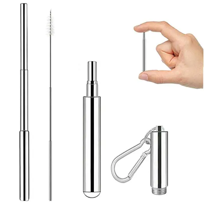 Collapsible Stainless Steel Metal Drinking Straw with Round Aluminum Case & Cleaning Brush Reusable, Silver /rose gold/black
Collapsible Stainless Steel Metal Drinking Straw with Round Aluminum Case & Cleaning Brush Reusable, Silver /rose gold/black