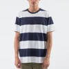 Streetwear Short Sleeve Top Cotton Split Hem T Shirts Custom Fat Stripe Tee