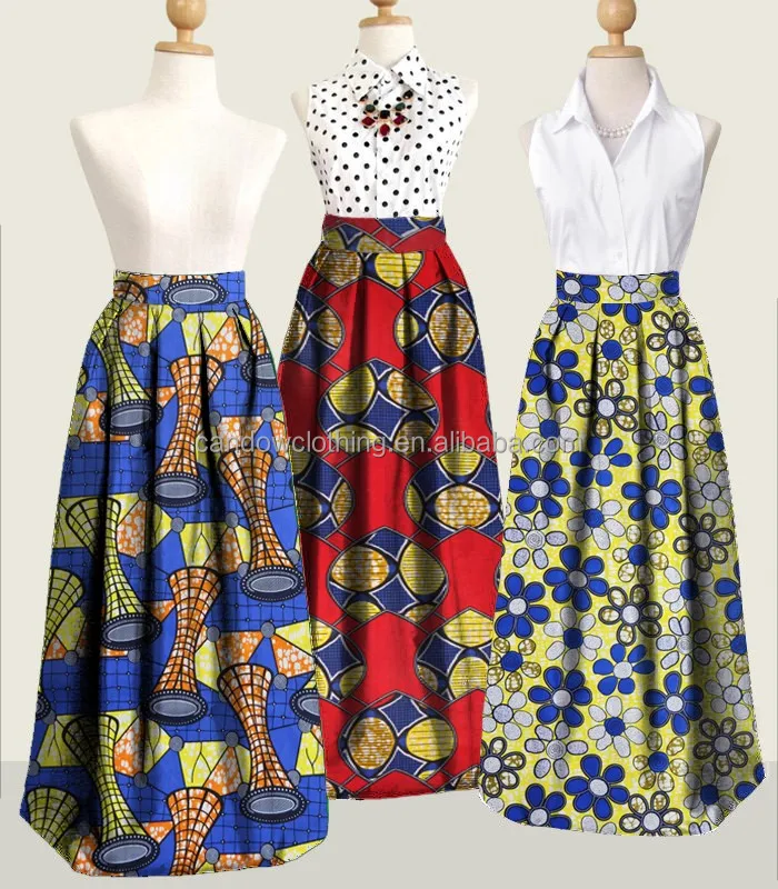 small quantity custom womens african wax prints fabric hollandais maxi skirt