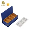 2018 Hot Sale Bule Book Shape Hot Gold Stamping Logo Chocolate Gift Box with 4 Pack Dividers