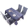 Charmcci 600410 Rectangular Linen Washable Printed Table Cloth Dinning Picnic Fancy Petal Table Cloth Set with Chair Cover
