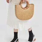 Designer wicker wheat straw beach bag, fashion boho woven straw bag