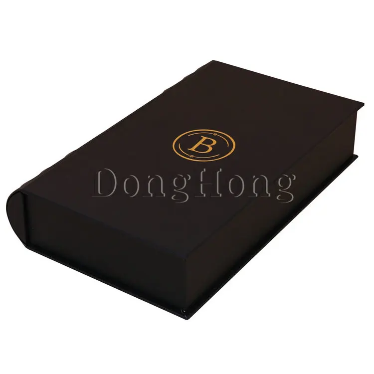 Black gold foil book shape style gift packaging box luxury