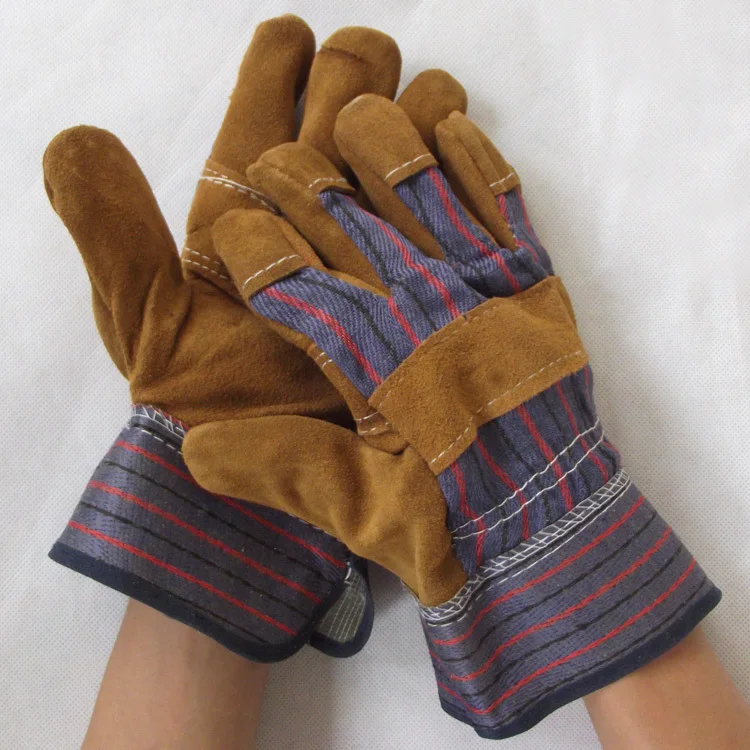 5 cheap cow spilt sells leather working hand gloves