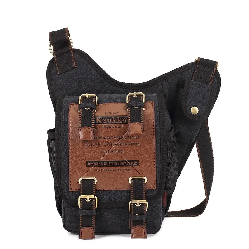 Hot Sale Multifunction Kaukko Men's Messenger Bag Canvas Shoulder Bag Travel Tactical Bag with Crossbody Sling Bag Free Shipping