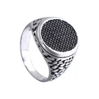 Philippines hot selling black zircon platinum plating 925 sterling silver jewelry turkish rings for men