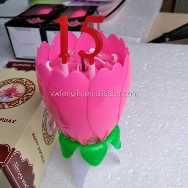 Anniversary lotus flower music candle for with number