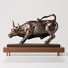 Metal Crafts Art Table Decor Small Miniature Ornaments Animal Sculpture Bronze Bull Figurine Statue
