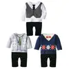 Wholesale Gentleman Latest Design Plain Baby Romper Cotton Infant Rompers for Boys Baby Clothes Infant Clothing