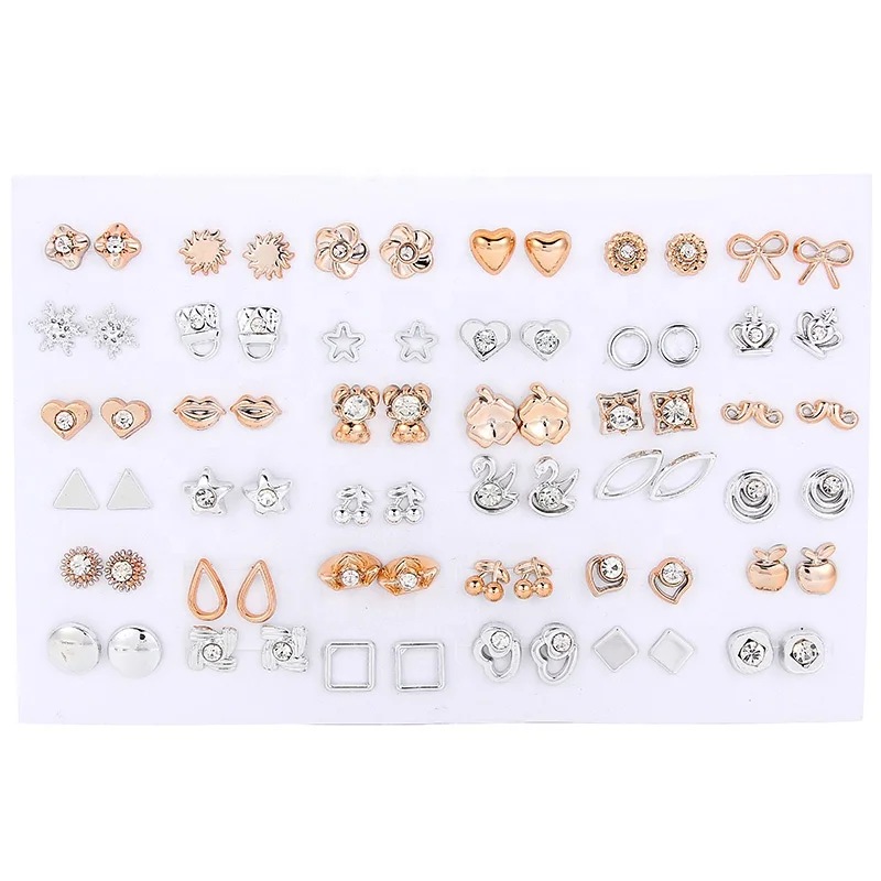36 Pairs Gold & Silver Colorful Rhinestone Hollow Flower Cute Bear Animals Mix Style Stud Earrings Set For Women Girls Jewelry, Photo color
36 Pairs Gold & Silver Colorful Rhinestone Hollow Flower Cute Bear Animals Mix Style Stud Earrings Set For Women Girls Jewelry, Photo color