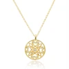 New Design Gold circle charm hollow gemstone necklace