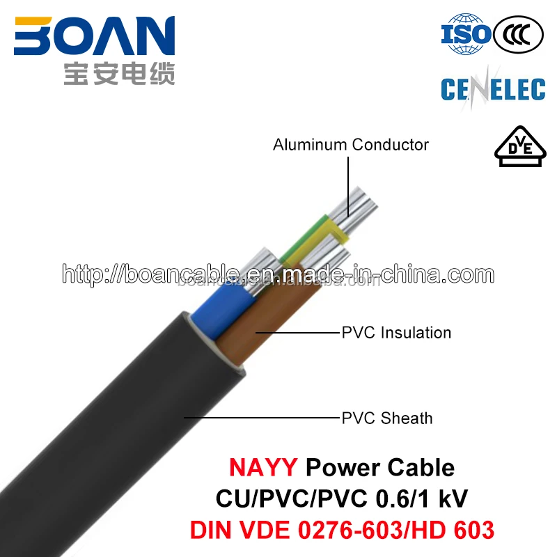Free samples, DIN VDE 0276-603/HD 603, Nayy, Al/PVC/PVC LV Power Cable, 0.6/1kV