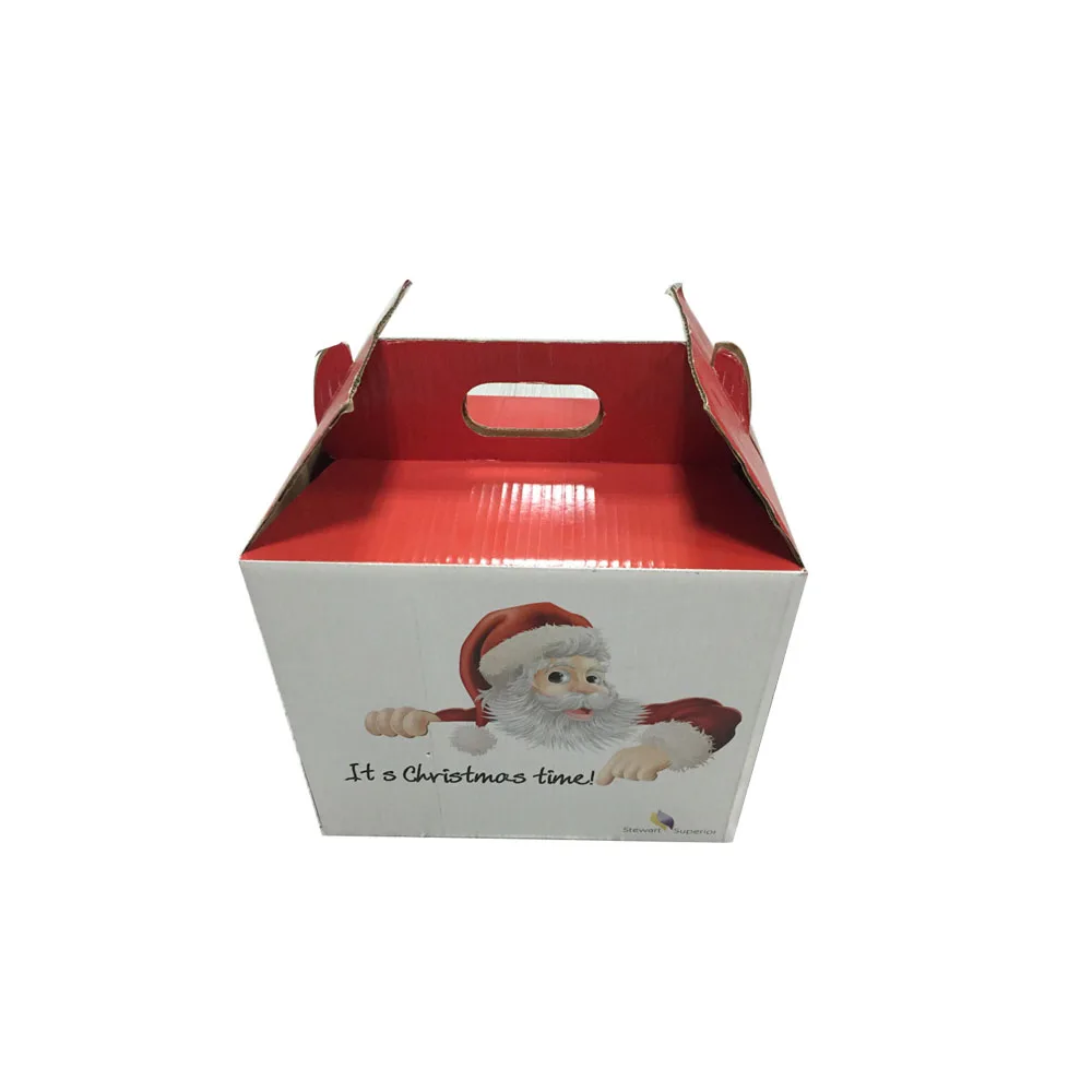 eco kraft corrugated paper gable christmas gift box with handle