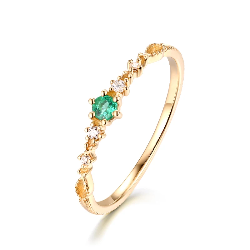 Dainty real gold jewellery petite CZ diamond emerald solid yellow gold cluster ring, Picture
Dainty real gold jewellery petite CZ diamond emerald solid yellow gold cluster ring, Picture