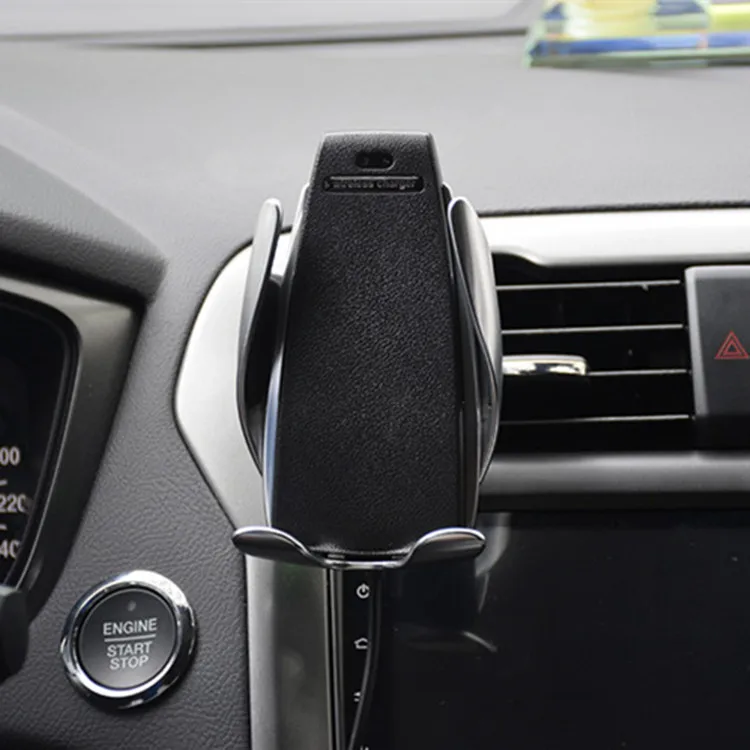Universal flexible adjustable S5 QI wireless charger mobile stand smart phone for car air vent mount cell phone bracket holder, Black 
Universal flexible adjustable S5 QI wireless charger mobile stand smart phone for car air vent mount cell phone bracket holder, Black