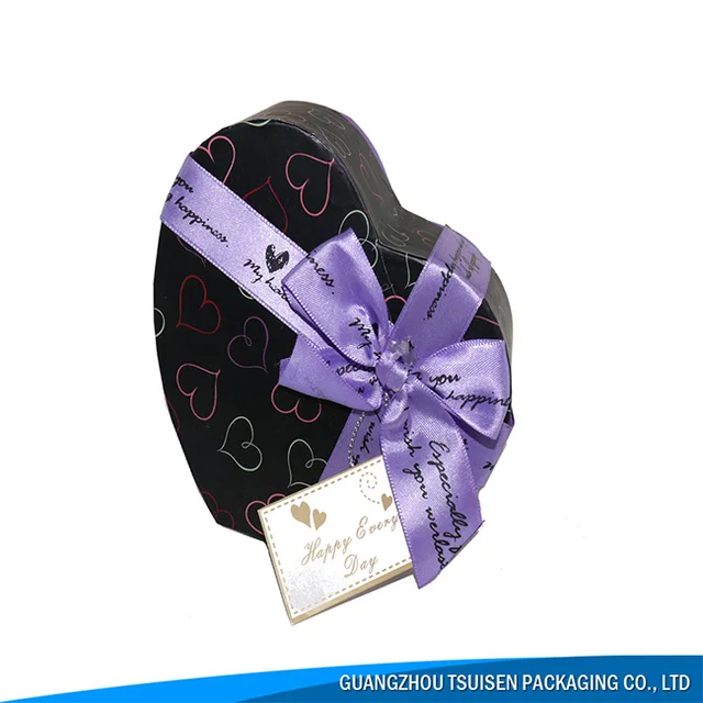 box , hard cardboard chocolate paper box packaging with ribbon