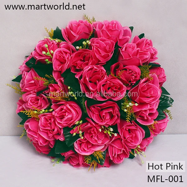 hot pink artificial wedding rose flower for wedding,party,home&
