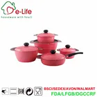 Aluminum Die Cast Rose Flower Cookware Set with frying Pan & Sauce Pots
