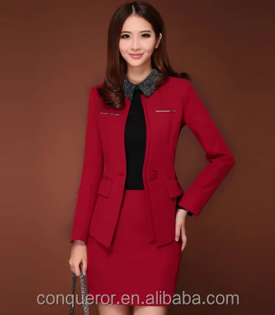 المرأة تنورة حمراء 100% تناسب الأعمال التجارية الصوف تناسب