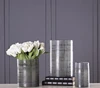 Dark gray vertical and horizontal line vase