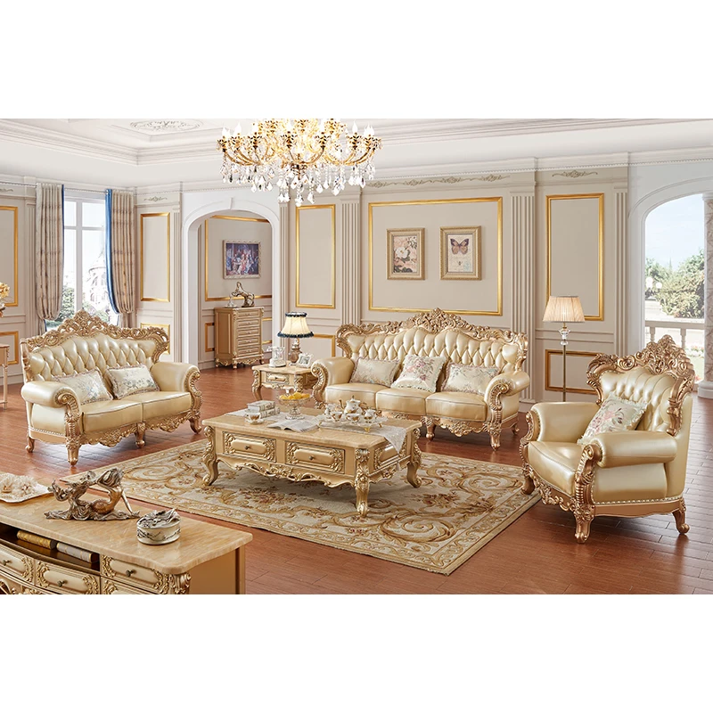 Classique italien royal or sculpté meubles salon canapé ensemble de luxe antique