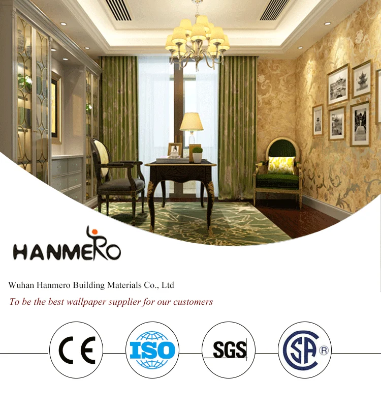 Living room cheap popular wallpaper metallic blue and gold