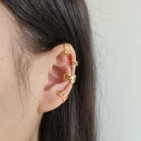 

No Piercing Earrings 18k Gold Plated Double Line Simple Design Ear Cuff For Women