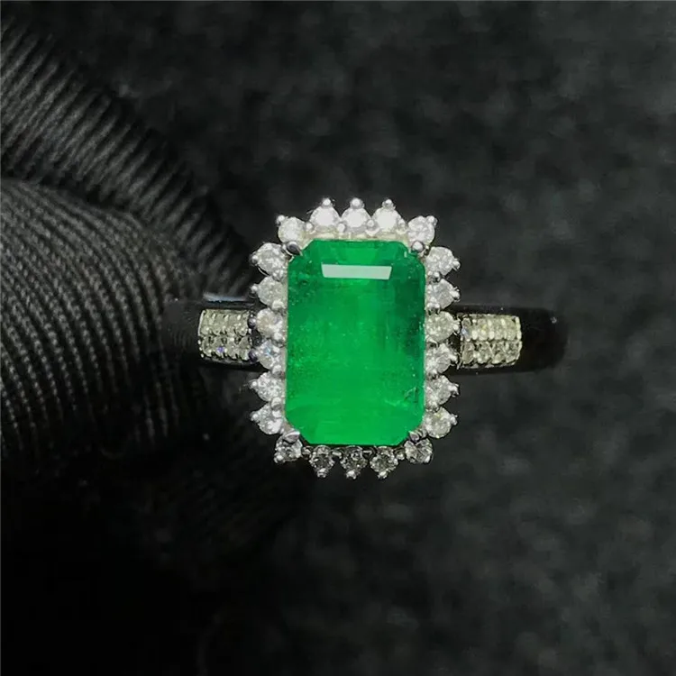 

China professional gemstone jewelry supplier 18k gold South Africa real diamond 2.11ct natural green emerald ring for women