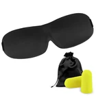 Black travel eye mask sleep with earplugs