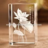 3D lotus flower laser engraved crystal block with light base