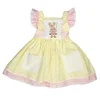 Cute Wholesale Puresun Flutter Sleeve Easter Bunny Embroidered Sundress Kids Boutique Little Girls One Piece Dresses