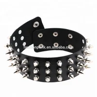 

Harajuku Punk Gothic Spikes Rivets Cone PU Leather Womens Man Statement Choker Collar Necklace