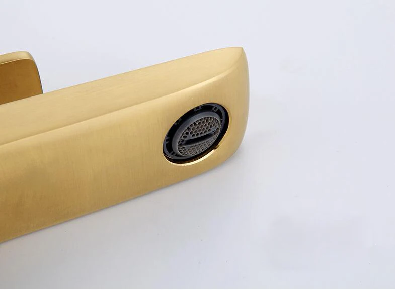 Single Lever Basin Mixer Brushed Gold Hot And Cold Water Bathroom Faucet Basin