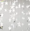 Hot Sale 4m Star Shaped Hanging Mirror Gold Silver Paper Star Garland Christmas Home Party Birthday Decoration