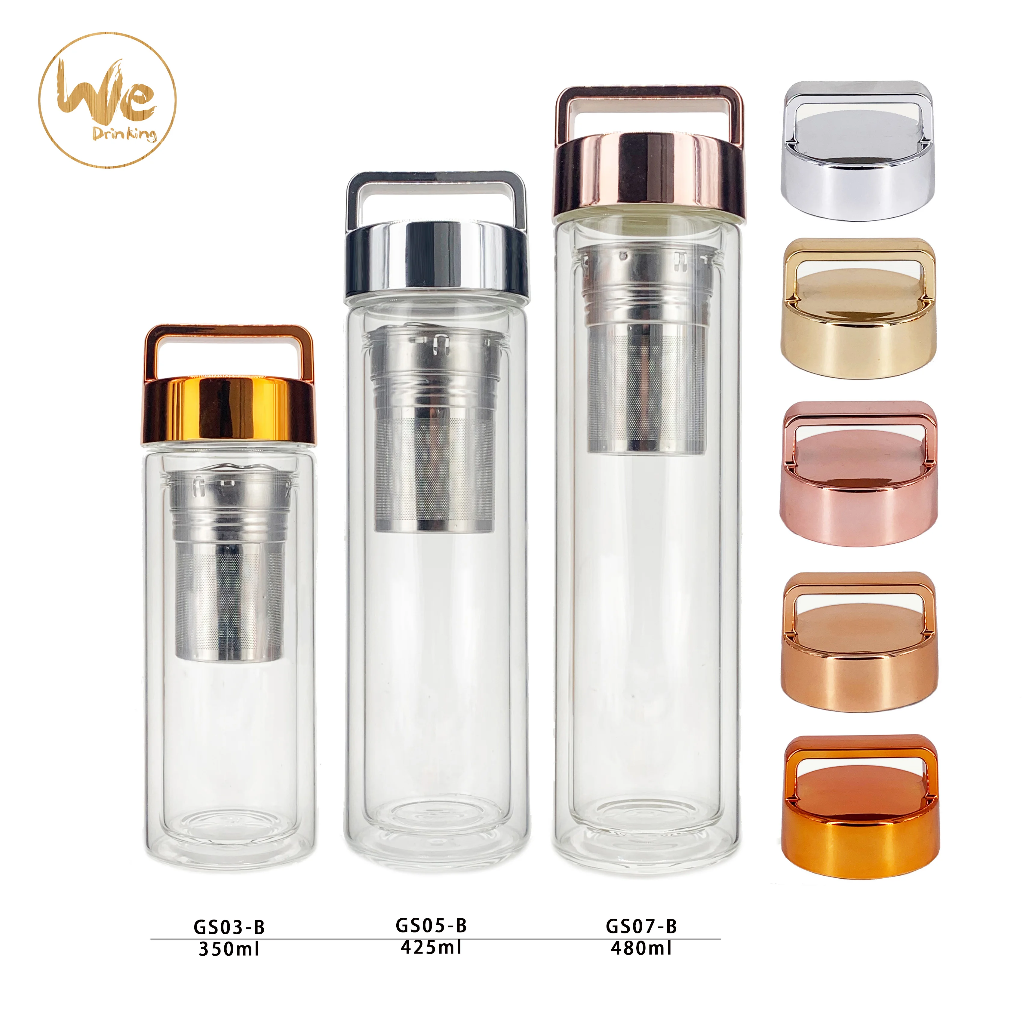Double Walled Heat Resistant Rose Gold Lid Glass Detox Tea Water Bottle with Strainer
Double Walled Heat Resistant Rose Gold Lid Glass Detox Tea Water Bottle with Strainer