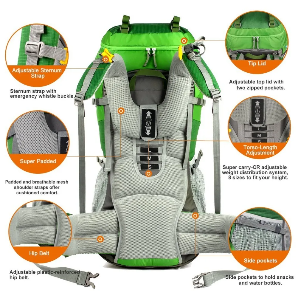 60l/ 65l Backpack Hiking Internal Frame Backpack,Camping Hiking