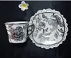 ceramic square shape algeria silver tea set, tea cup and saucer wholesale