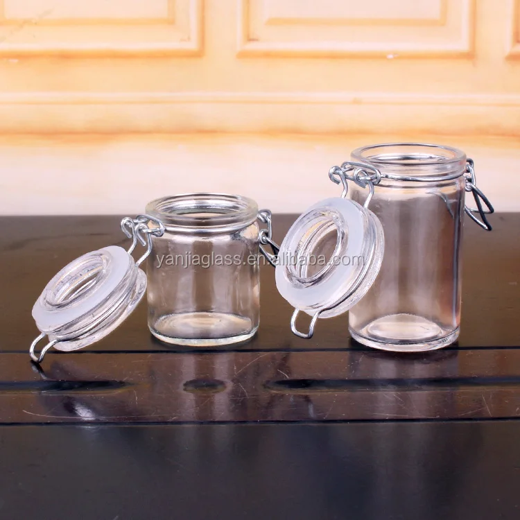 55ml 70ml small clear airtight glass jar with clip lid glass storage jar with clip lid