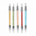 Silicone nail art pen brush nails art accessories tools supplies carving 3D image DIY dotting nail tools double head