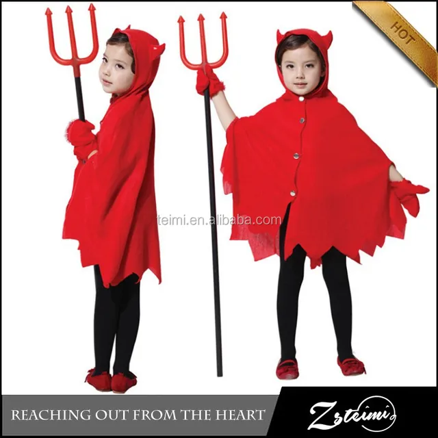 hot children"s halloween cosplay performing little red devil