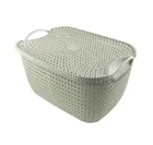 new weave pp plastic storage basket with lid and handle