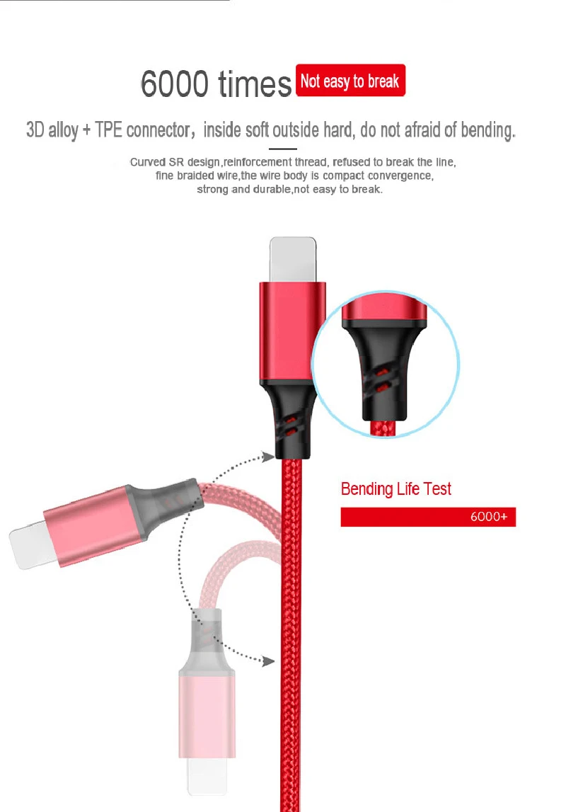 Eonline Multi Charger Cable Universal 3 in 1 USB Charging Cable with Micro USB Type c Port Cable for 8-PIN Most Android Phones - ANKUX.COM