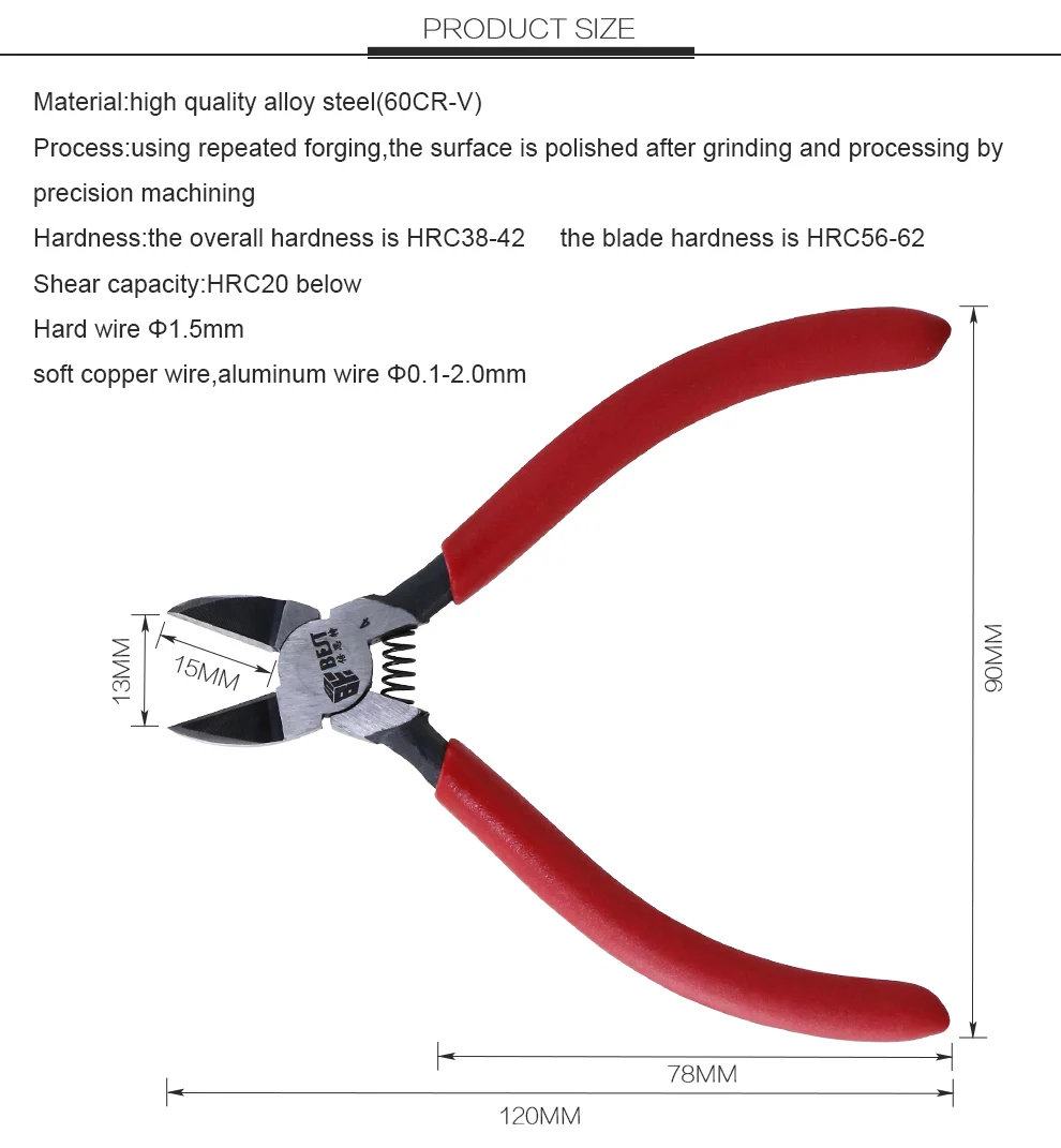 BEST-4 Cr-V Heavy Duty Diagonal Cutting Pliers for Professional Wire Cutter