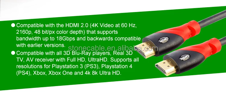 PREMIUM UltraHD HIGH SPEED 4K HDMI Cable w/Ethernet CL3/ FT4, 3D 3840*2160 60Hz SPEC 2.0V 10ft 25ft 35ft 50ft 100ft - ANKUX.COM