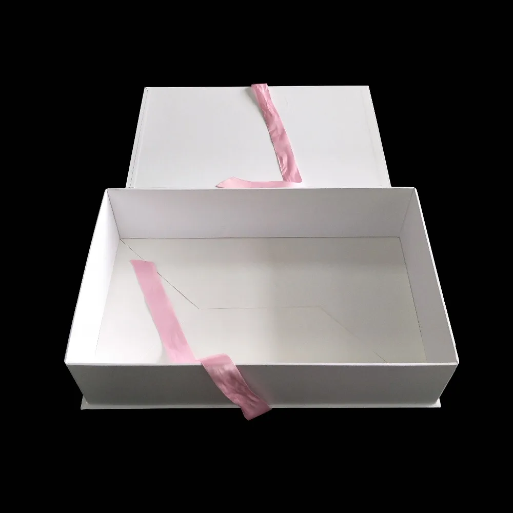 new beauty white ribbon customized cloth gift box with embossing